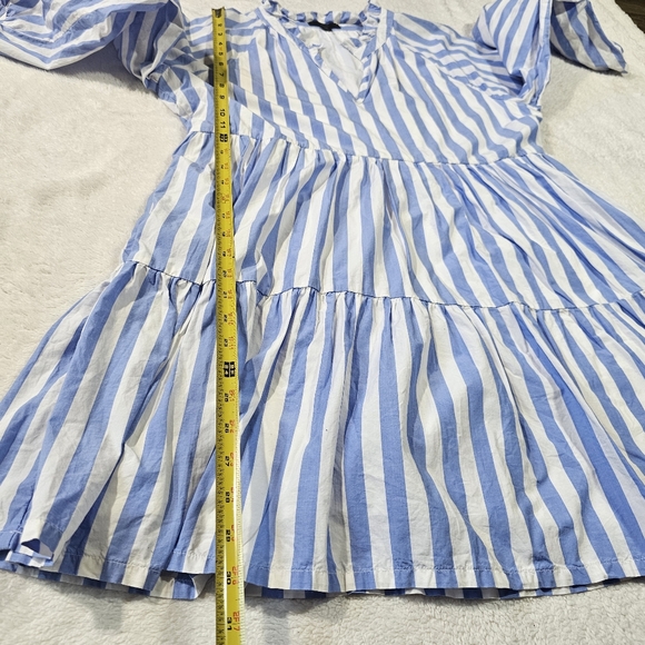 J Crew Tiered cotton poplin mini dress in Barrie stripe L - Picture 11 of 12